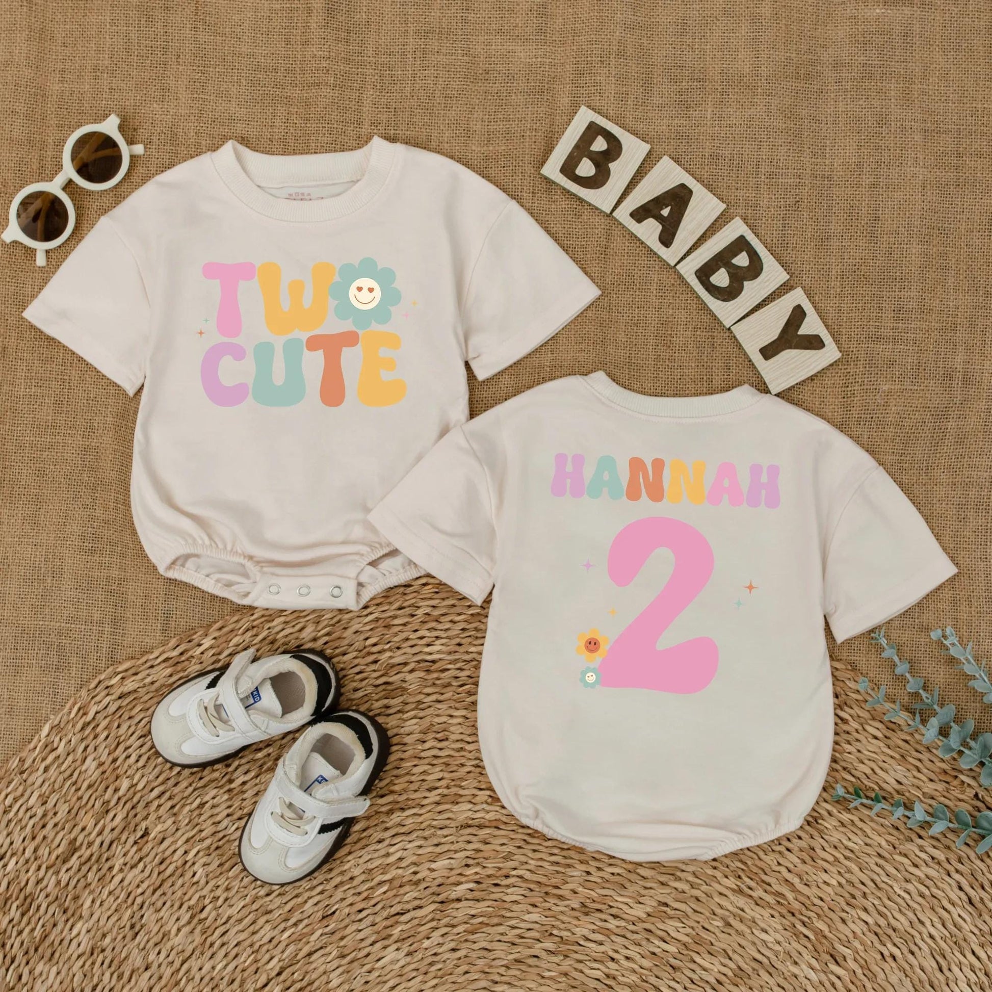 Groovy Two Cute Birthday Girl Shirt Personalized for Her 2nd Birthday Party Outfit Custom Gift Idea