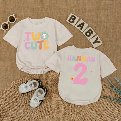 Groovy Two Cute Birthday Girl Shirt Personalized for Her 2nd Birthday Party Outfit Custom Gift Idea
