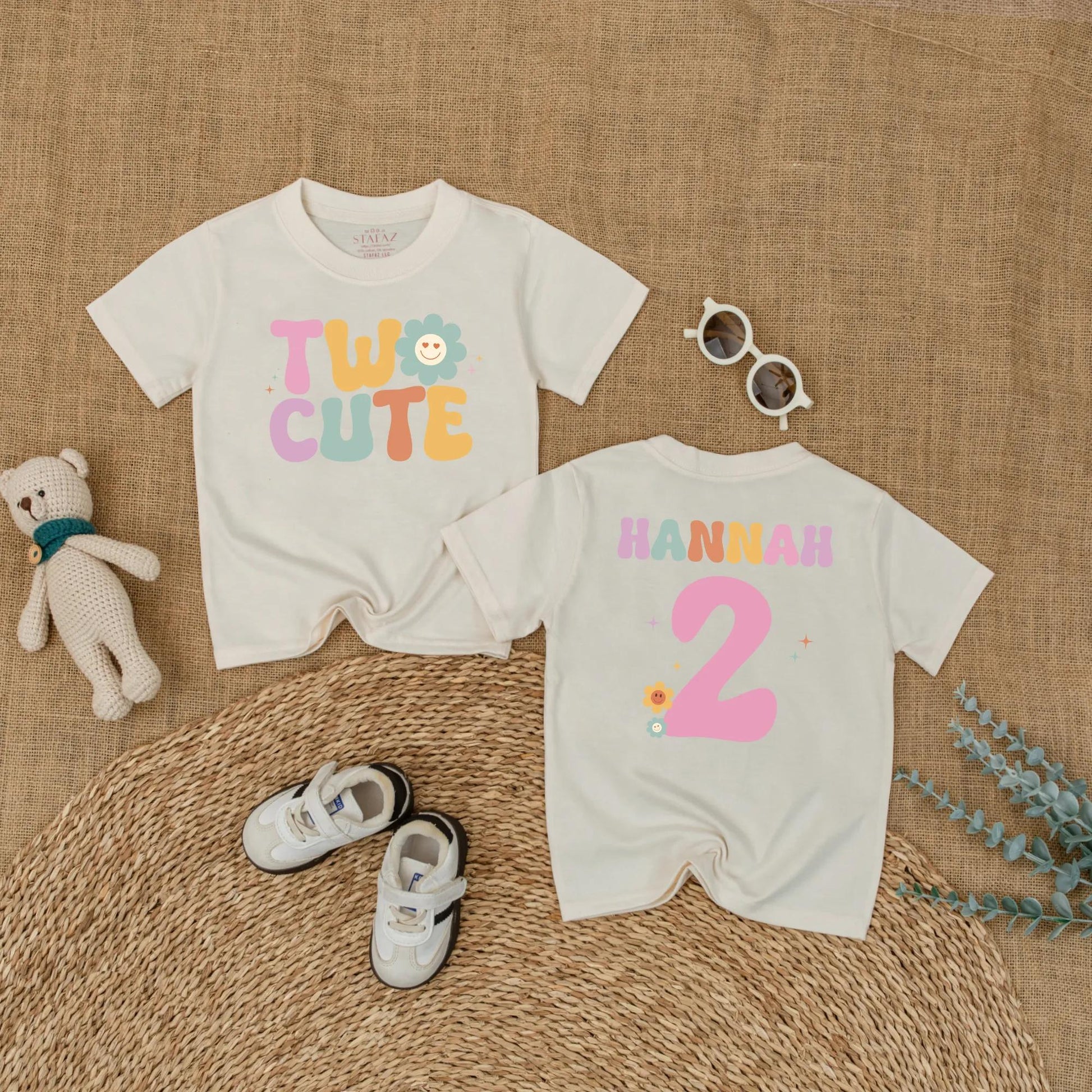 Groovy Two Cute Birthday Girl Shirt Personalized for Her 2nd Birthday Party Outfit Custom Gift Idea