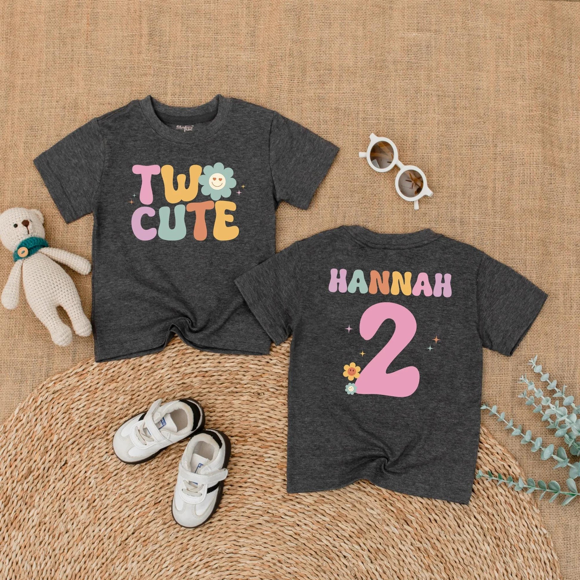 Groovy Two Cute Birthday Girl Shirt Personalized for Her 2nd Birthday Party Outfit Custom Gift Idea