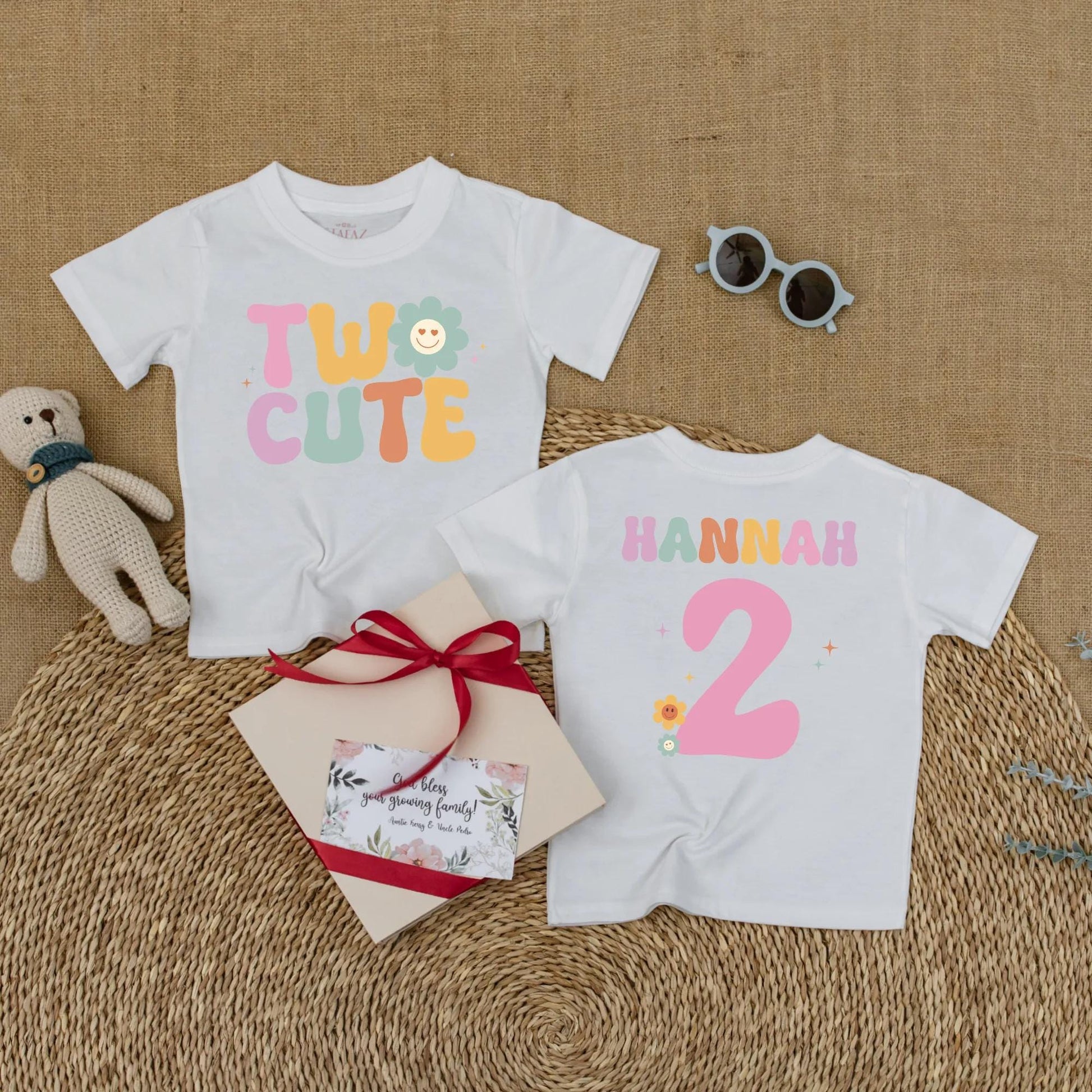 Groovy Two Cute Birthday Girl Shirt Personalized for Her 2nd Birthday Party Outfit Custom Gift Idea