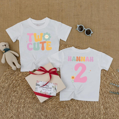 Groovy Two Cute Birthday Girl Shirt Personalized for Her 2nd Birthday Party Outfit Custom Gift Idea