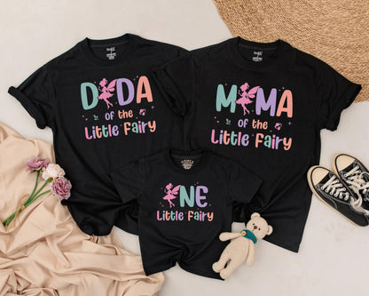 One Little Fairy Matching Family Shirts First Birthday Celebration Outfits for Mommy and Me Dad Baby Girl Comfortable Tees