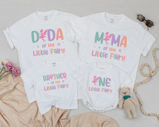 One Little Fairy Matching Family Shirts First Birthday Celebration Outfits for Mommy and Me Dad Baby Girl Comfortable Tees