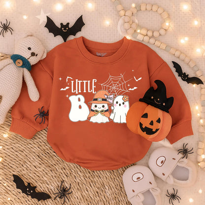 Little Boo First Halloween Bubble Romper Spooky Cute Baby Ghost Costume Infant Fall Bodysuit Toddler Halloween Clothes