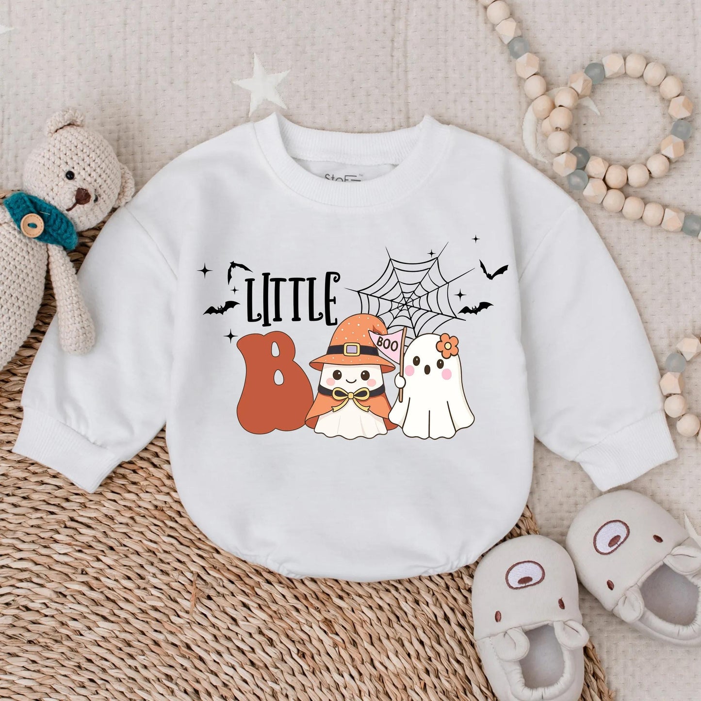Little Boo First Halloween Bubble Romper Spooky Cute Baby Ghost Costume Infant Fall Bodysuit Toddler Halloween Clothes