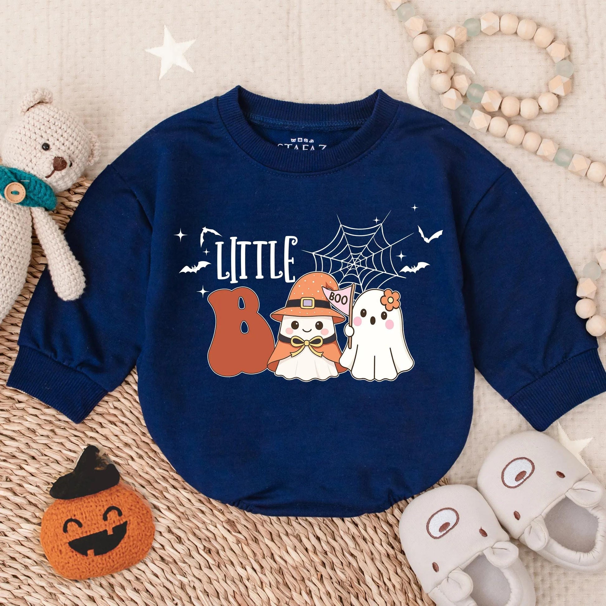 Little Boo First Halloween Bubble Romper Spooky Cute Baby Ghost Costume Infant Fall Bodysuit Toddler Halloween Clothes