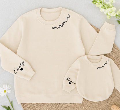Matching Mama & Mini Sweatshirts, Script Design, Mom & Daughter Outfits, Comfortable Family Matching Gifts