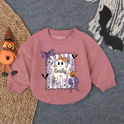 Spooky Boo Baby Romper Personalized First Halloween Outfit Oversized Infant Bodysuit Custom Spooky Season Costume Baby Halloween Gift