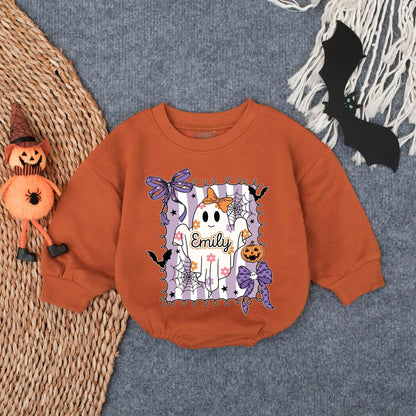 Spooky Boo Baby Romper Personalized First Halloween Outfit Oversized Infant Bodysuit Custom Spooky Season Costume Baby Halloween Gift