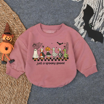 Spooky Goose First Halloween Baby Romper Oversized Infant Bodysuit Cute Fall Toddler Outfit Funny Goose Costume