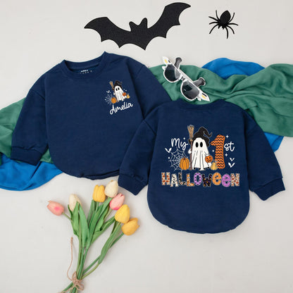 Personalized My First Halloween One Spooky Dude Baby Romper Custom Name Infant Bodysuit Soft Cotton Spooky Season Boo Apparel Gift Idea