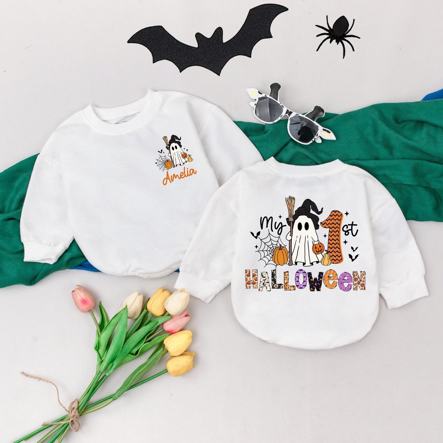 Personalized My First Halloween One Spooky Dude Baby Romper Custom Name Infant Bodysuit Soft Cotton Spooky Season Boo Apparel Gift Idea
