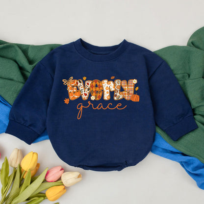 Personalized Thankful Pumpkin Baby Romper, Fall Baby Girl Outfit, Custom Name Thanksgiving Bodysuit, Baby Shower Gift, Autumn Gift (139 chars)