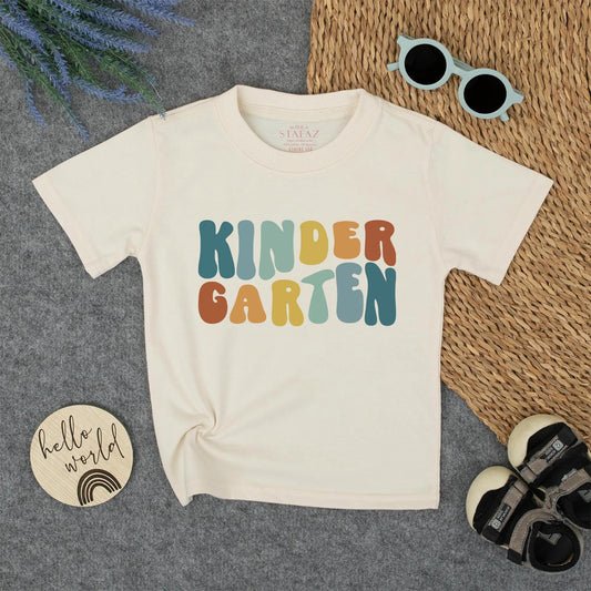 Groovy Kindergarten Shirt Retro First Day Outfit Back to School Tee Colorful Letters Toddler Girl Pre-K 1st Grade Clothes Comfortable Cotton Cute 139 chars