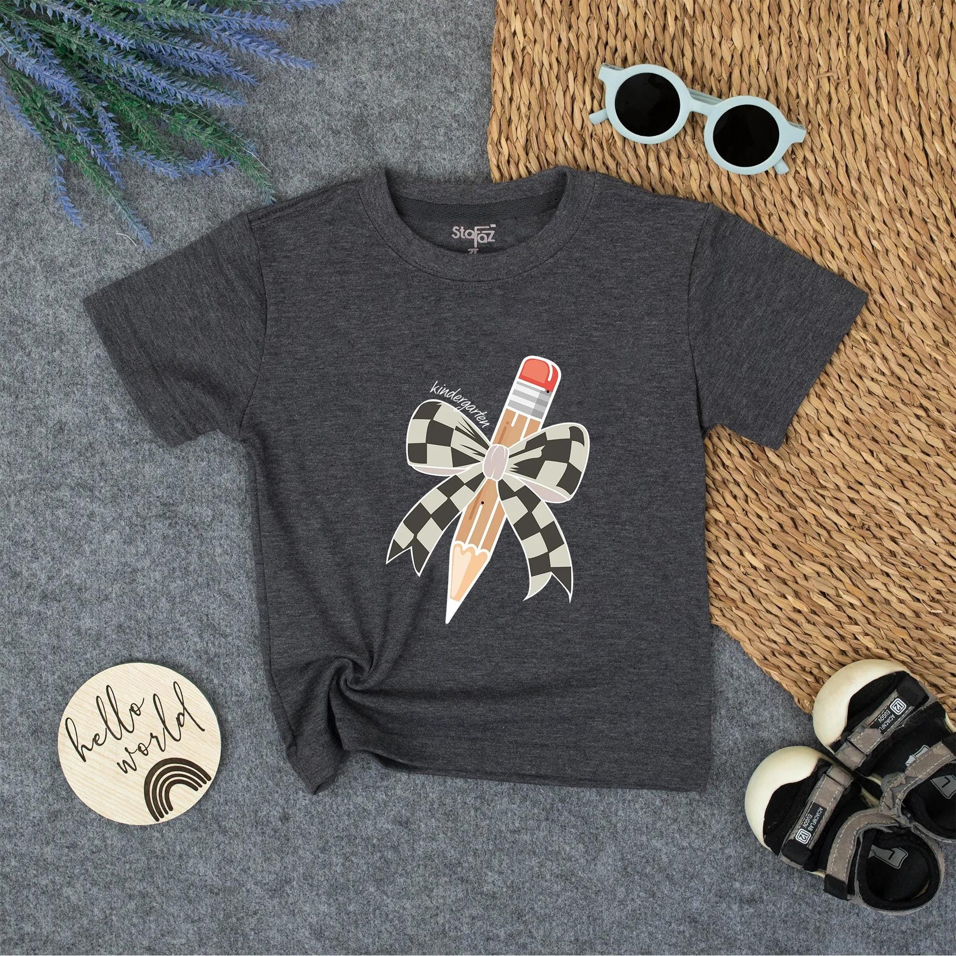 Kindergarten Girl Retro Pencil First Day Outfit Toddler Custom School Shirt Gift Back to School Tee