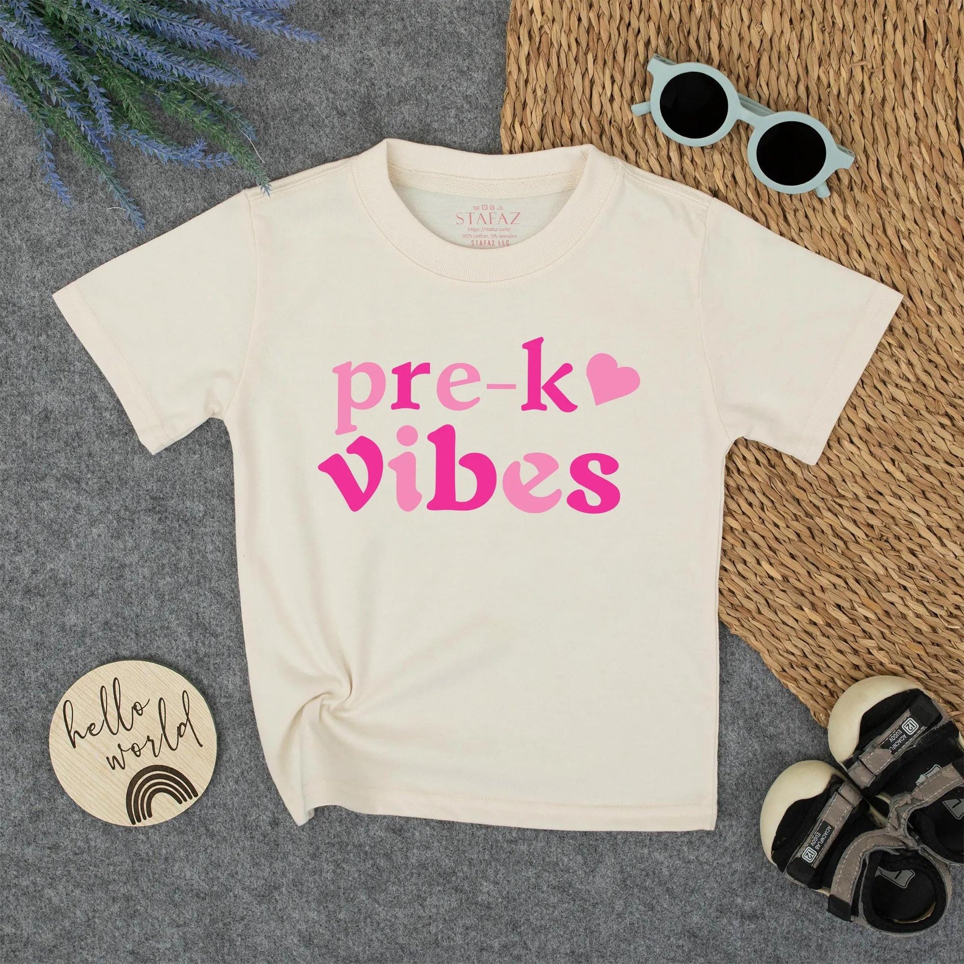 Pre-K Vibes Heart Shirt - Cute Back to School Tee for Toddler Girls, Cheerful Pink Preschool Outfit, Modern First Day of School Tee for Kids (139 chars)