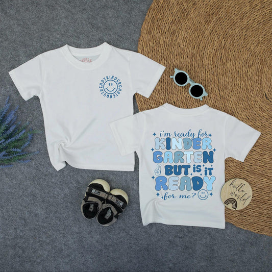 Kindergarten Ready Peace Sign Retro First Day of School Tee Funny Toddler Back to School Outfit