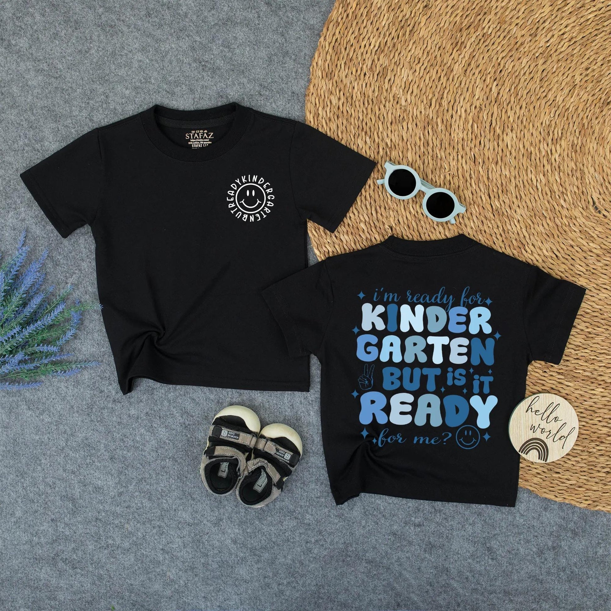 Kindergarten Ready Peace Sign Retro First Day of School Tee Funny Toddler Back to School Outfit