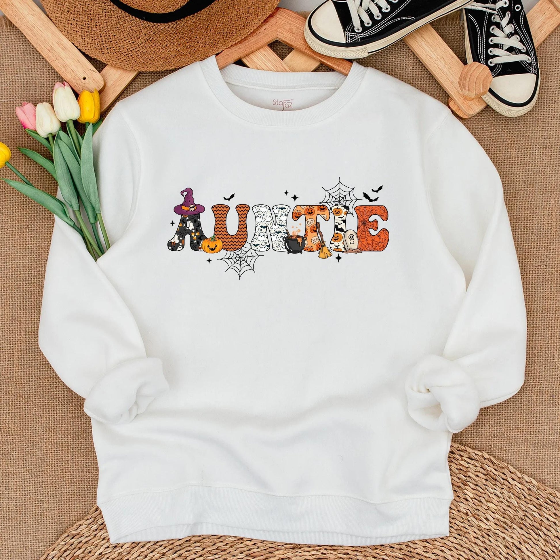 Custom Auntie and Little Dude Matching Halloween Sweatshirts Spooky Duo Fall Aunt Nephew Family Outfits