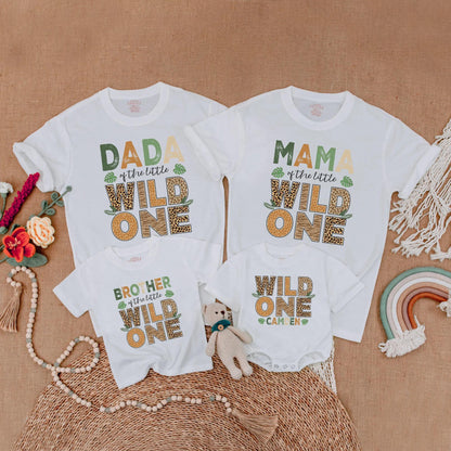 Custom Family Matching Wild One Birthday Shirts Mama Dada Brother Safari Zoo Animal Print 1st Birthday Boy Gift Outfit