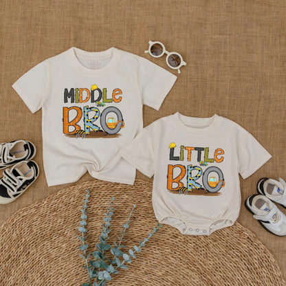 Big Brother Little Brother Construction Matching Shirts Reveal Outfits Toddler Boy Baby Announcement Clothes