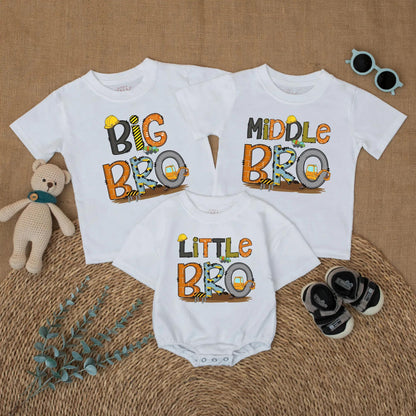 Big Brother Little Brother Construction Matching Shirts Reveal Outfits Toddler Boy Baby Announcement Clothes