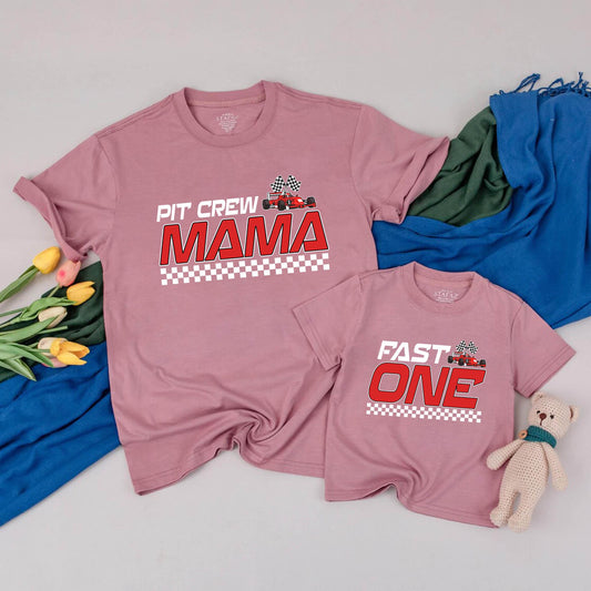 Personalized Pit Crew Family Matching Fast One Birthday Shirt for Girls Racing Car Outfit 1st Birthday Gift