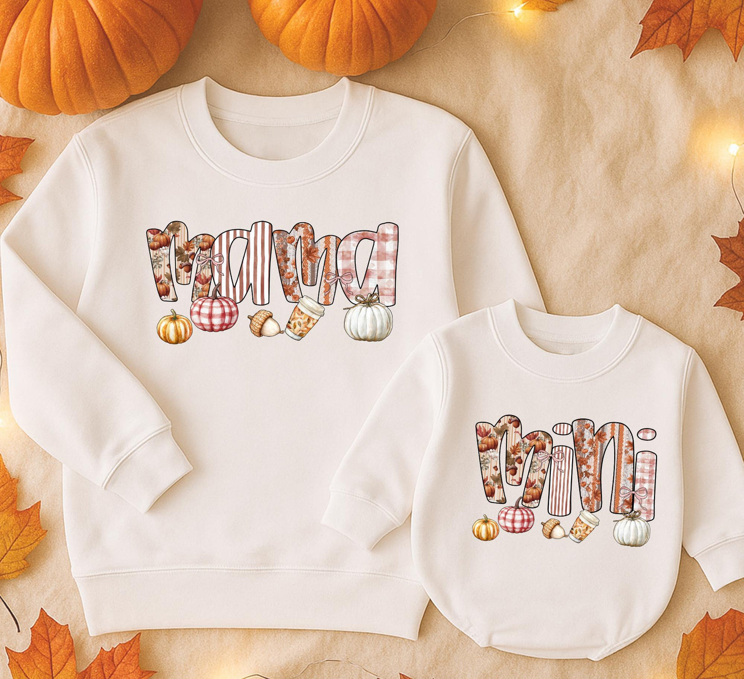 Mama and Mini Fall Sweatshirts Set: Vintage Pumpkin Patch Matching Outfit, Retro Autumn Mom & Baby Sweaters, Thanksgiving Outfit, Cozy Halloween Clothes