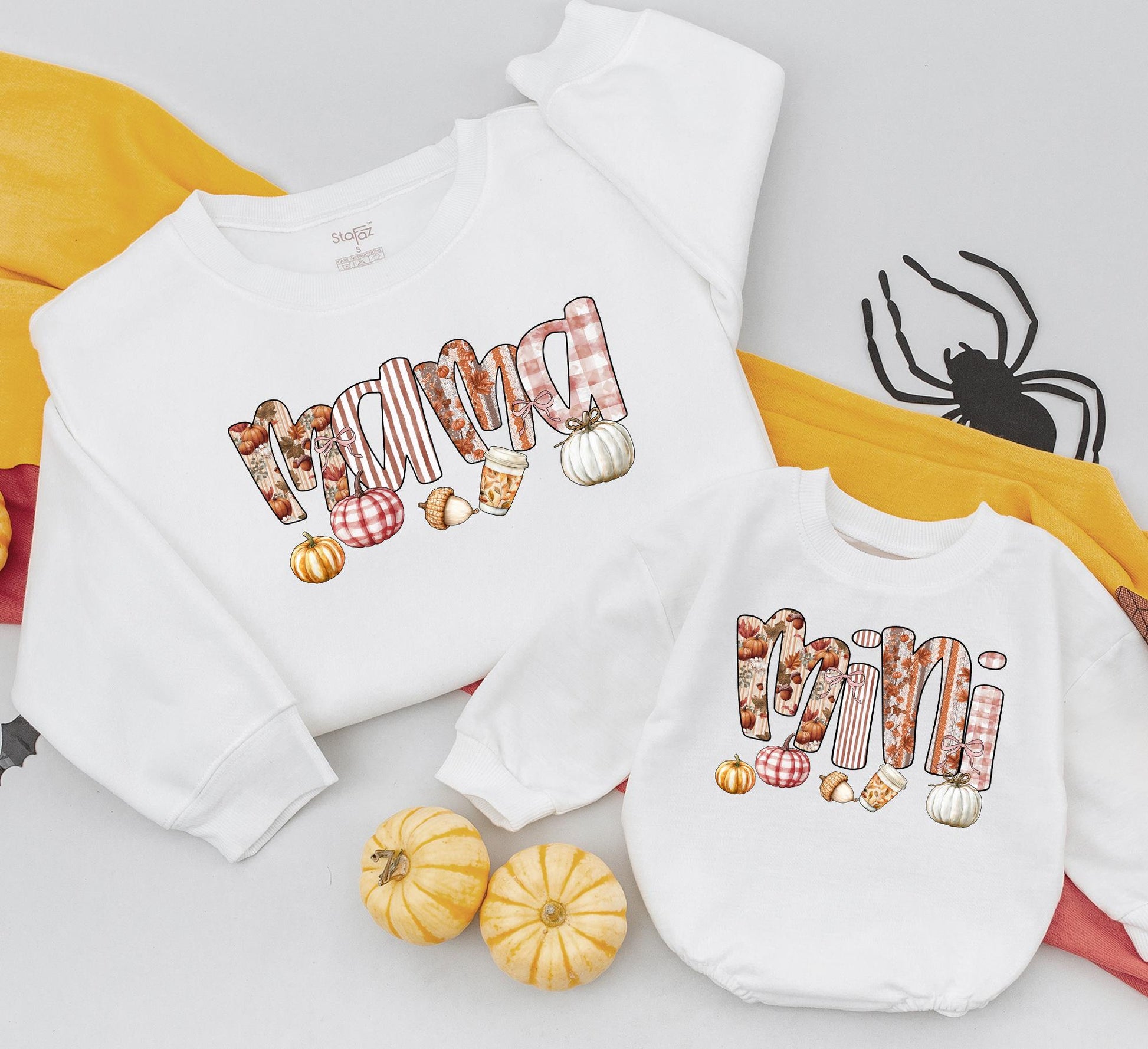 Mama and Mini Fall Sweatshirts Set: Vintage Pumpkin Patch Matching Outfit, Retro Autumn Mom & Baby Sweaters, Thanksgiving Outfit, Cozy Halloween Clothes