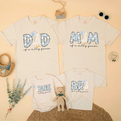 Silly Goose First Birthday Matching Family Shirts Adorable Goose with Balloons Outfit 1st Birthday Boy Baby Celebration