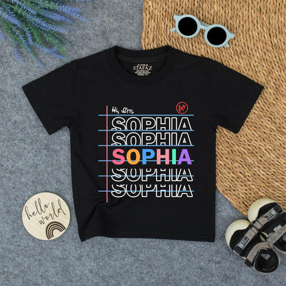 Back to School Sophia Name Shirt, Pastel Colors Notebook Design Kids Tee, Kindergarten First Day Outfit, Personalized