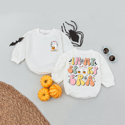 Custom Name Spooky Era Baby Romper: My First Halloween Outfit, Ghost Pumpkin Costume, Cute Personalized Bodysuit, October Fall Clothes (138 chars)