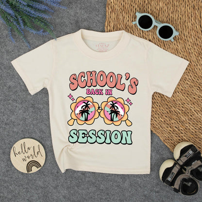 Groovy Back to School Shirt, Retro Sunglasses Tee for Kids, School's Back In Session Toddler Tee, First Day Outfit, Fun Beach Vibes, Colorful Design
