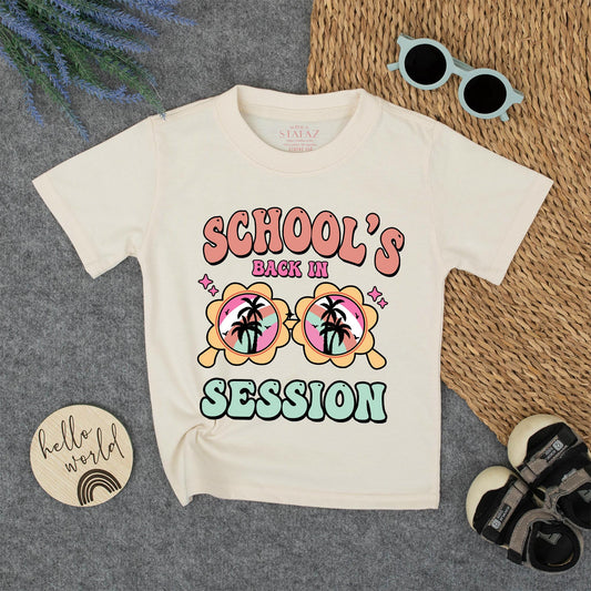 Groovy Back to School Shirt, Retro Sunglasses Tee for Kids, School's Back In Session Toddler Tee, First Day Outfit, Fun Beach Vibes, Colorful Design