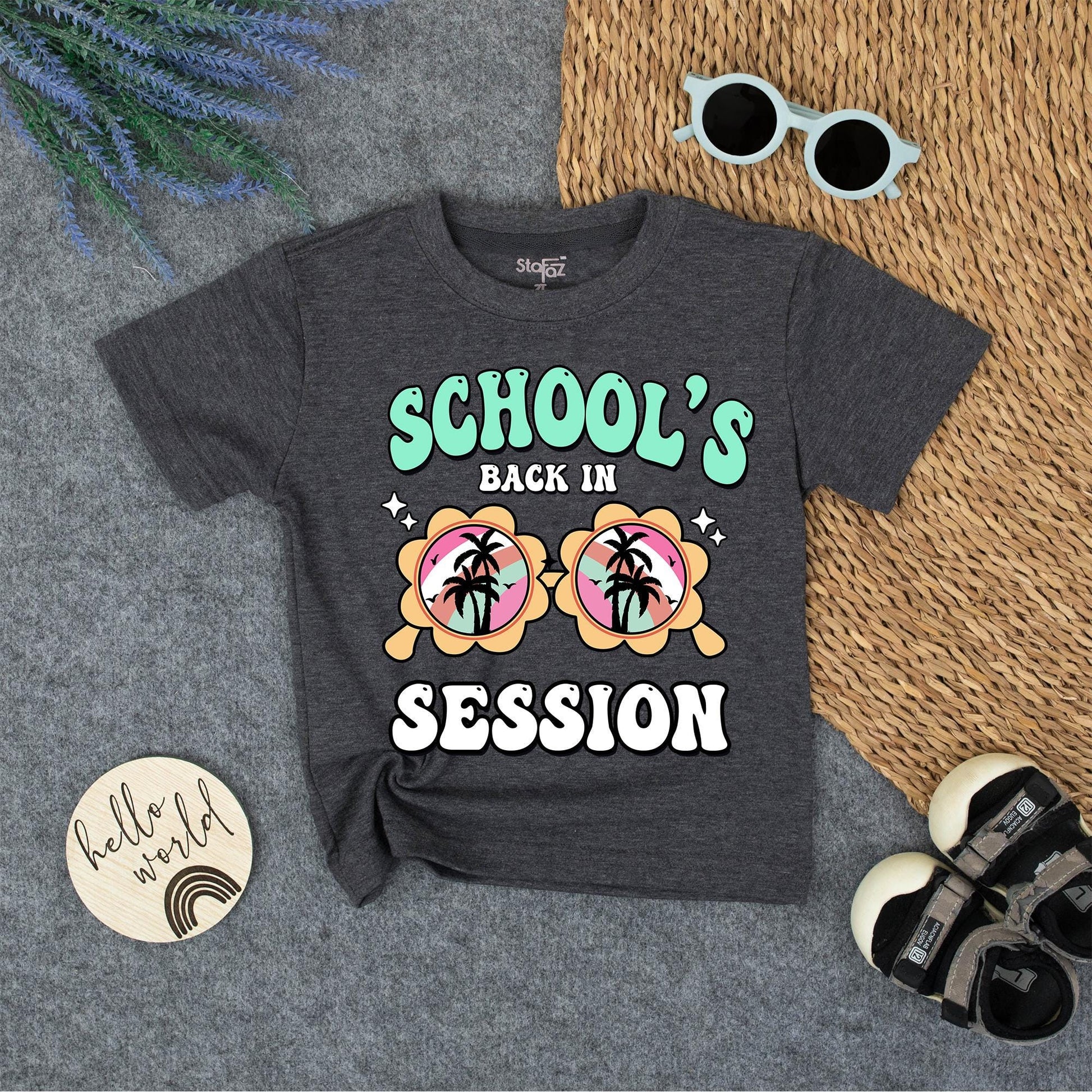 Groovy Back to School Shirt, Retro Sunglasses Tee for Kids, School's Back In Session Toddler Tee, First Day Outfit, Fun Beach Vibes, Colorful Design