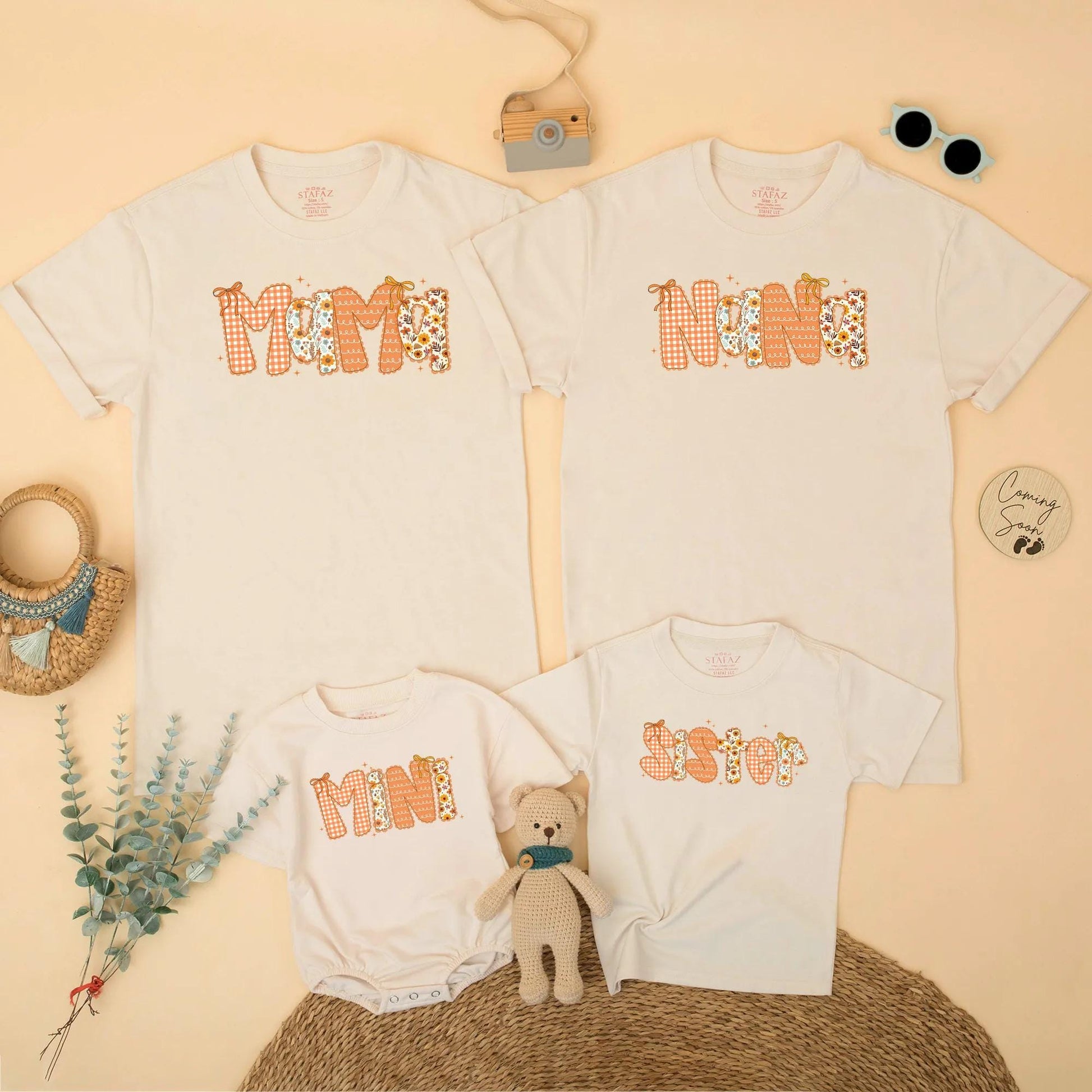 Fall Mama and Mini Matching Outfit, Autumn Thanksgiving Shirts, Floral Gingham Family Tees, Mommy and Me Clothes, Cute Bow Design, Gift for Mom 137 chars