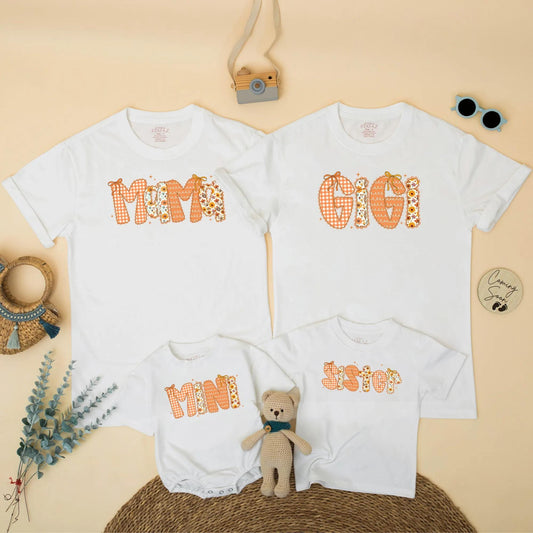 Fall Mama and Mini Matching Outfit, Autumn Thanksgiving Shirts, Floral Gingham Family Tees, Mommy and Me Clothes, Cute Bow Design, Gift for Mom 137 chars