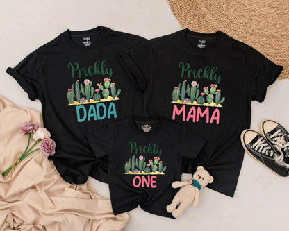 Prickly ONE Cactus 1st Birthday Shirt, Matching Family Outfit, Cute First Birthday Gift, Green & Pink Cactus Theme Party, Personalized Baby Tee 137 chars