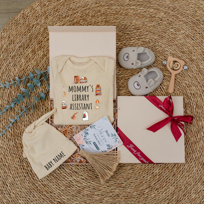 Mommy's Library Assistant Baby Bodysuit, Spooky Cute Book Ghost Romper, First Halloween Outfit, Newborn Coming Home Outfit, Whimsical Library Gift