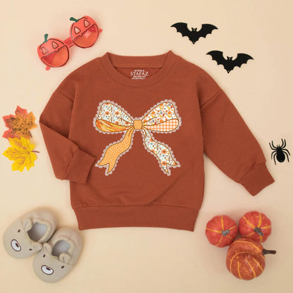 Fall Baby Girl Romper with Cute Thanksgiving Bow Outfit Autumn Bodysuit Orange White Brown Floral Polka Dot Gingham Lace Design My First Thanksgiving Baby Gift
