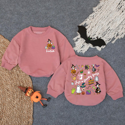 Spooky Goose Halloween Baby Romper "Just a Spooky Goose" Funny Witch Hat Costume Cute Fall Outfit Lucia Personalization Gift