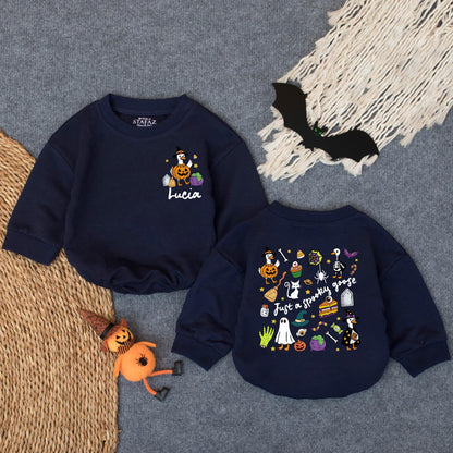 Spooky Goose Halloween Baby Romper "Just a Spooky Goose" Funny Witch Hat Costume Cute Fall Outfit Lucia Personalization Gift