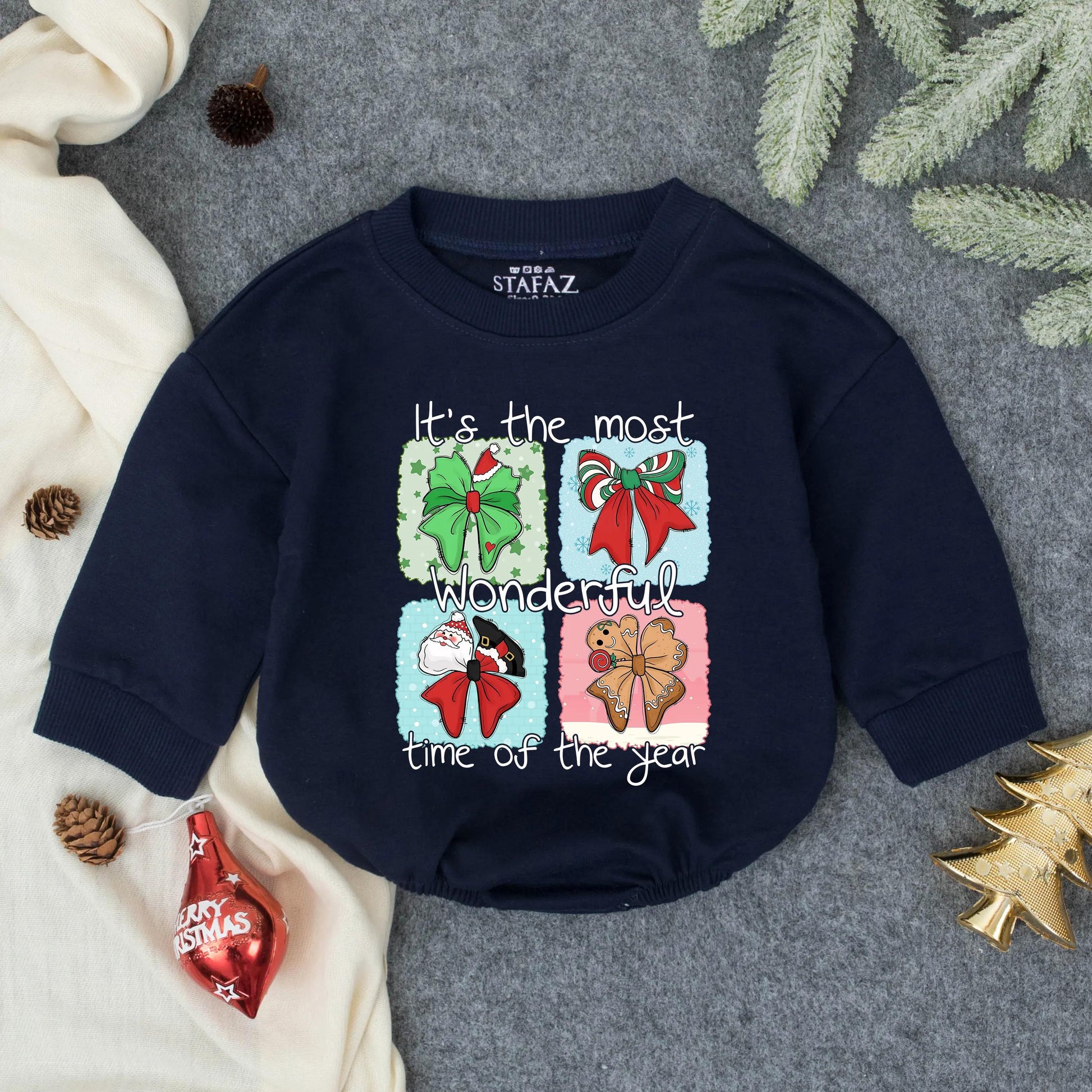 Wonderful Time of Year Christmas Romper Baby Outfit Santa Claus Gingerbread Man Holiday Newborn Clothes Festive First Christmas Bodysuit Shower Gift 137