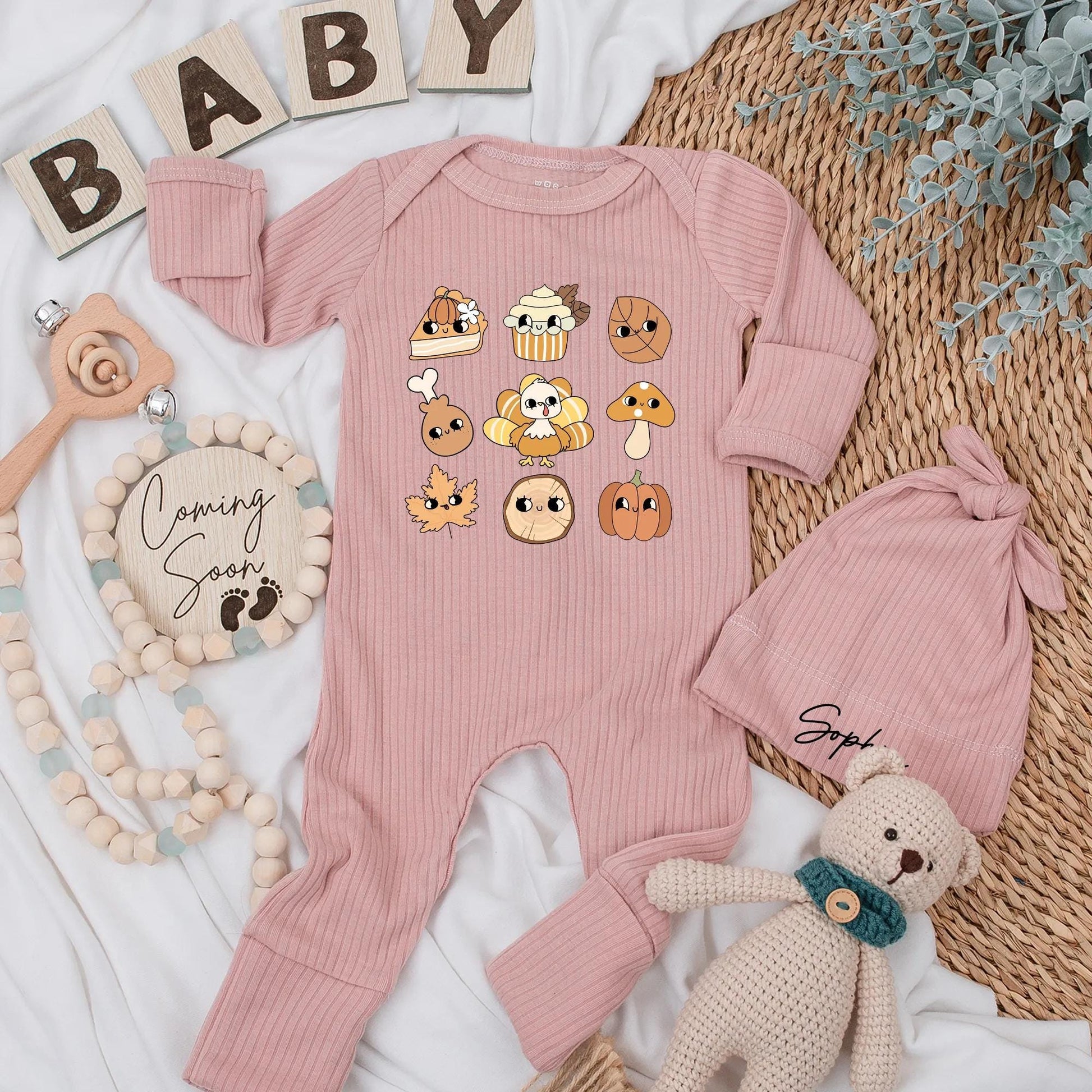 Retro Thanksgiving Baby Bodysuit Cute Pumpkin Pie Turkey First Thanksgiving Outfit Newborn Fall Clothes