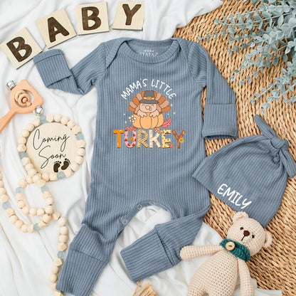 Mama's Little Turkey Baby Bodysuit First Thanksgiving Newborn Romper Adorable Fall Baby Outfit Perfect Baby Shower Gift