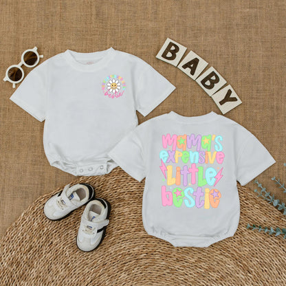 Mama's Expensive Little Bestie Bubble Romper Cute Baby Girl Bodysuit Funny Toddler Gift for Newborn Infant Shower