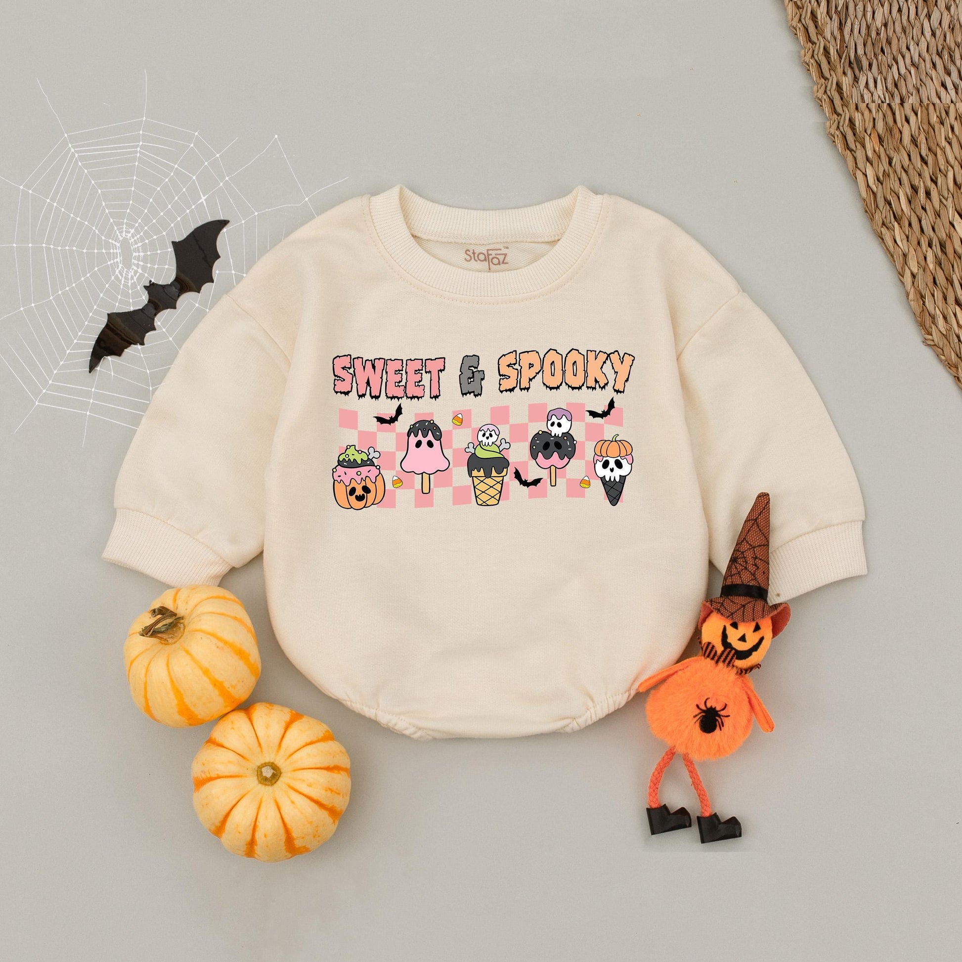 Sweet Spooky Ghost Pumpkin Baby Romper First Halloween Outfit Cute Infant Bodysuit Fall Boo Outfit