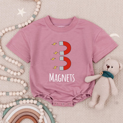 Cute Chick Magnet Twins Romper Set, Funny Baby Boy Bodysuit Matching Outfit, Playful Cartoon Design, Unique Twin Baby Shower Gift Set (138 chars)