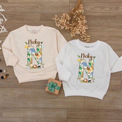 Custom Nicky Jungle Safari Baby Bodysuit & Sweatshirt with Adorable Animals